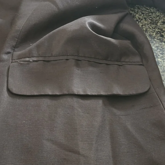 Y2K Silkland 100% Pure Silk Brown Trenchcoat Overcoat Women's 8 Lined 2 Pockets - Picture 8 of 13